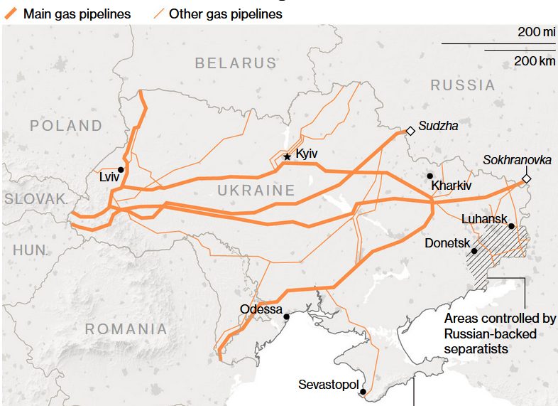 Poznámka: Na mape sa zobrazuje iba časť potrubí, ktoré prechádzajú cez Ukrajinu