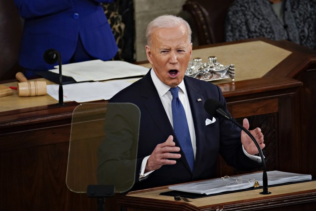 Joe Biden vystúpil s prejavom o stave Únie v hlavnom meste USA 1. marca. Fotografia: Al Drago/Bloomberg