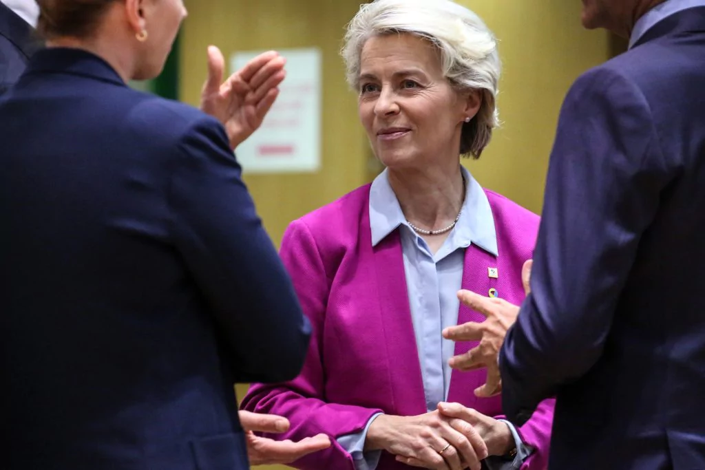 Ursula von der Leyenová na zasadnutí lídrov EÚ v Európskej rade v Bruseli 20. októbra. Fotograf: Valeria Mongelli/Bloomberg